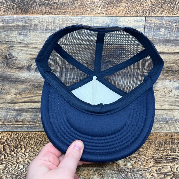 Vintage Dukes Of Hazard Mens Trucker Hat Navy Snapback Mesh Flat Brimmed Cap - Picture 6 of 7